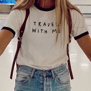 Travel with me Embroidered Graphic Tee